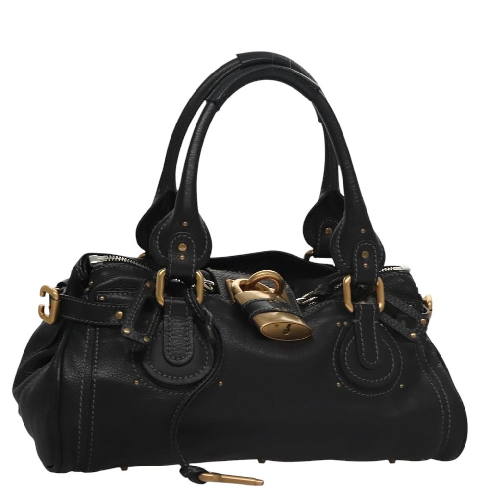 Chloe Paddington Hand Bag Leather Black Silver Auth bs21100 - Picture 13 of 16